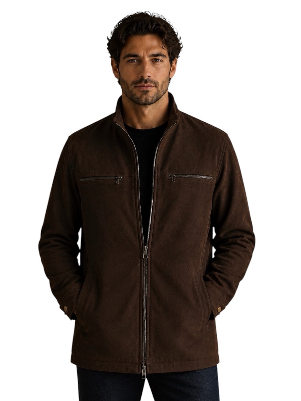 Vintage ALF Brown Microsuede Fleece Zip Up Jacket - Wind Proof - Men’s Small